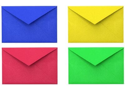 Colored Envelopes On A White Background. Paper Envelopes. Four E